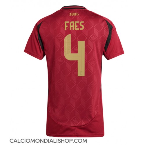 Maglie da calcio Belgio Wout Faes #4 Prima Maglia Femminile Europei 2024 Manica Corta